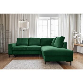 Tmavozelená menčestrová rozkladacia rohová pohovka (pravý roh) Lofty Lilly – Miuform - Image 3