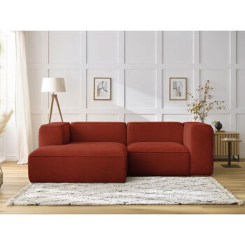 Rohová pohovka z textílie buklé v tehlovej farbe (ľavý roh) Zephyr – Bobochic Paris – Obrázok 10