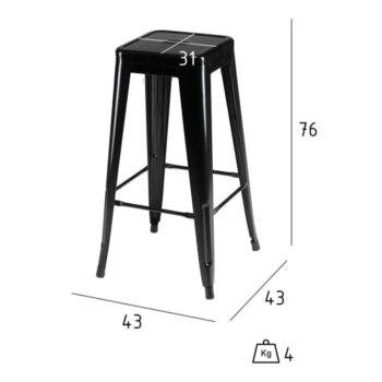 Čierne kovové barové stoličky v súprave 2 ks 76 cm Korona – Furnhouse - Image 6