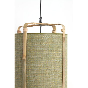 Závesné svietidlo s bambusovo-jutovým tienidlom v zeleno-prírodnej farbe ø 32 cm Sendai – Light & Living - Image 4