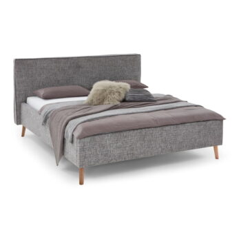 Sivá čalúnená dvojlôžková posteľ s úložným priestorom s roštom 160x200 cm Riva – Meise Möbel - Image 8