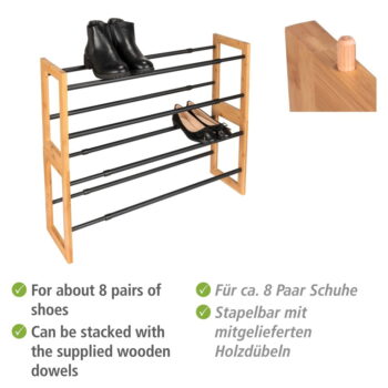 Kovový teleskopický stojan na topánky v čierno-prírodnej farbe Ecori – Wenko - Image 11