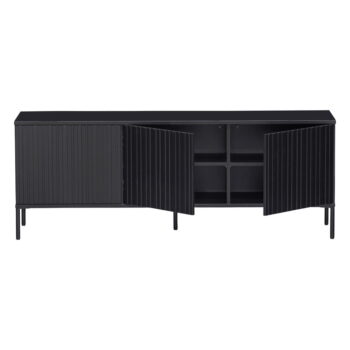 Čierny TV stolík z borovicového dreva 150x56 cm Gravure – WOOOD – Obrázok 3