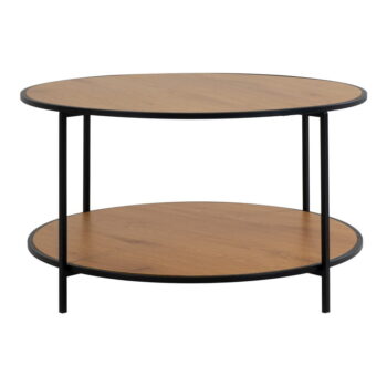 Okrúhly konferenčný stolík s doskou v dubovom dekore v prírodnej farbe ø 80 cm Vita – House Nordic - Image 2