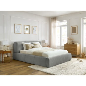 Svetlosivá čalúnená dvojlôžková posteľ s úložným priestorom s roštom 180x200 cm Vernon – Bobochic Paris – Obrázok 9