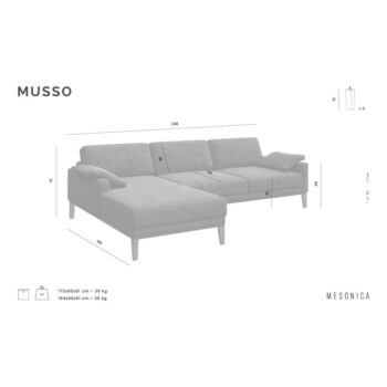 Červenohnedá kožená rohová pohovka MESONICA Musso Tufted, ľavý roh - Image 7