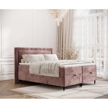 Ružová boxspring posteľ s úložným priestorom 200x200 cm Voyage – Maison de Rêve – Obrázok 7