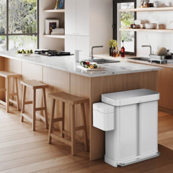 Biely nášľapný oceľový odpadkový kôš 58 l – simplehuman – Obrázok 3