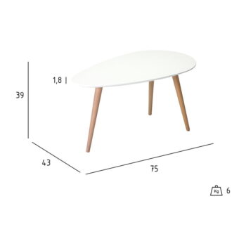 Biely konferenčný stolík s nohami z bukového dreva Furnhouse Fly, 75 x 43 cm - Image 5