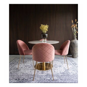Okrúhly jedálenský stôl s doskou v dekore mramoru ø 90 cm Bolzano – House Nordic - Image 7