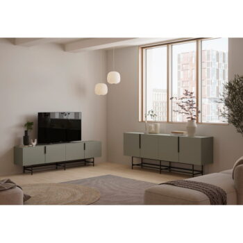 Zelenosivý TV stolík 200x63,5 cm Eldia – Marckeric - Image 5