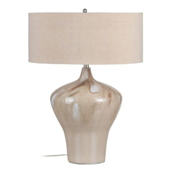 Béžová stolná lampa s textilným tienidlom (výška 66 cm) – Ixia