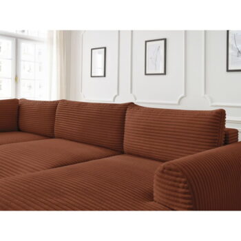 Menčestrová rozkladacia rohová pohovka v tehlovej farbe (pravý roh/do "U") Lucien – Bobochic Paris - Image 11