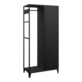 Čierna otvorená kovová šatníková skriňa 80x175 cm Salino – Støraa – Obrázok 2