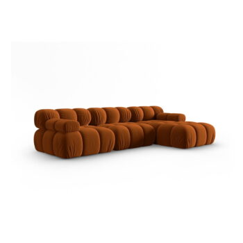 Oranžová zamatová pohovka 285 cm Bellis – Micadoni Home - Image 3