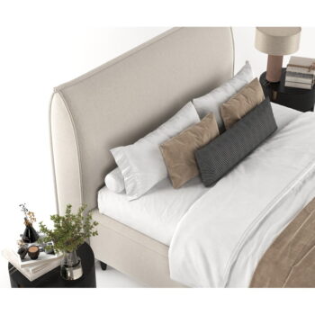 Béžová čalúnená dvojlôžková posteľ s úložným priestorom 200x200 cm Pearl – Maison de Rêve - Image 9