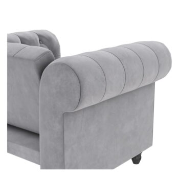Svetlosivé zamatové kreslo chesterfield Felix – Støraa - Image 2
