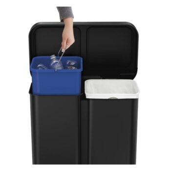 Matne čierny oceľový bezdotykový odpadkový kôš na triedený odpad 58 l – simplehuman - Image 3