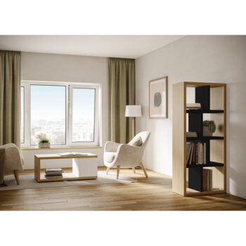 Knižnica v dekore duba v čierno-prírodnej farbe 70x159 cm Berlin – TemaHome - Image 4