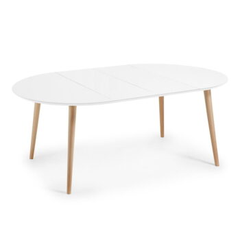 Biely rozkladací jedálenský stôl s bielou doskou ø 120 cm Oqui – Kave Home – Obrázok 4