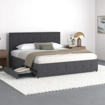 Tmavosivá čalúnená dvojlôžková posteľ s úložným priestorom 180x200 cm Rose – Støraa – Obrázok 2