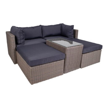 Tmavosivý záhradný lounge set z umelého ratanu pre 3 Rossi – House Nordic – Obrázok 5
