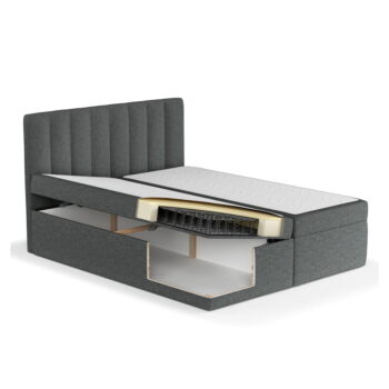 Tmavosivá boxspring posteľ s úložným priestorom 140x200 cm Novento – Maison de Rêve - Image 9