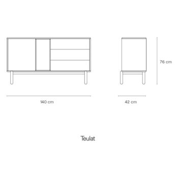 Tmavosivá nízka komoda 137x76 cm Corvo - Teulat – Obrázok 3