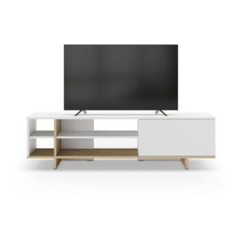 Biely TV stolík v dekore duba 160x44 cm Cequoia – Marckeric – Obrázok 5
