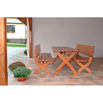 Záhradný jedálenský stôl z borovicového dreva 160x70 cm Strong - Rojaplast - Image 3