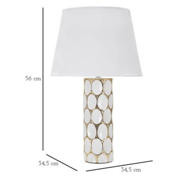 Keramická stolová lampa s textilným tienidlom v bielo-zlatej farbe (výška 56 cm) Glam Carv – Mauro Ferretti - Image 6