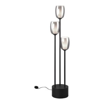Stojacia lampa so skleneným tienidlom v čierno-striebornej farbe (výška 140 cm) Barret – Trio Select - Image 2