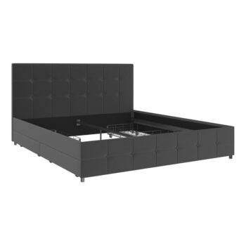 Tmavosivá čalúnená dvojlôžková posteľ s úložným priestorom 180x200 cm Rose – Støraa – Obrázok 3