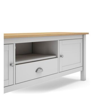 Biely/prírodný TV stolík z borovicového dreva 158x53 cm Misti – Marckeric – Obrázok 7