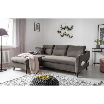 Tmavosivá zamatová rozkladacia rohová pohovka Miuform Stylish Stan, ľavý roh - Image 4
