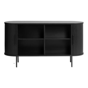 Čierna nízka komoda v dekore duba s posuvnými dverami 140x76 cm Nola – Unique Furniture – Obrázok 4