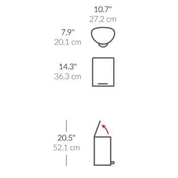 Biely nášľapný kovový odpadkový kôš 6 l – simplehuman - Image 8