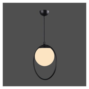 Čierne kovové závesné svietidlo so skleneným tienidlom ø 15 cm Ates – Squid Lighting - Image 2