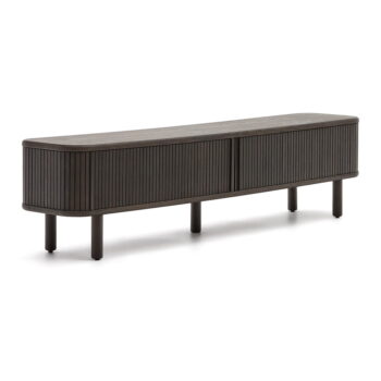 Tmavohnedý TV stolík v dekore jaseňa 200x50 cm Mailen – Kave Home - Image 3