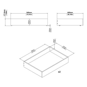 Biele zásuvky pod posteľ v súprave 2 ks 90x190/140x190 cm Naia – Tvilum - Image 5