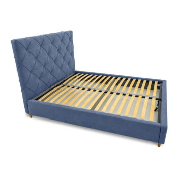 Modrá čalúnená dvojlôžková posteľ s úložným priestorom a roštom 140x190 cm Bee – Scandic - Image 4