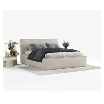 Béžová čalúnená dvojlôžková posteľ s úložným priestorom s roštom 180x200 cm Lounge L – Maison de Rêve - Image 9