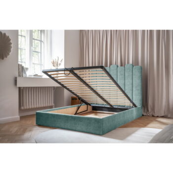 Tyrkysovomodrá čalúnená dvojlôžková posteľ s úložným priestorom s roštom 180x200 cm Dreamy Aurora – Miuform – Obrázok 10