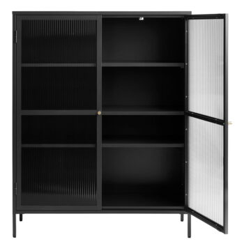 Čierna kovová vitrína 111x140 cm Bronco – Unique Furniture – Obrázok 4