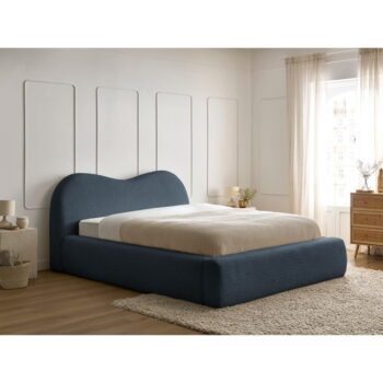 Tmavomodrá čalúnená dvojlôžková posteľ s úložným priestorom s roštom 160x200 cm Orlane – Bobochic Paris - Image 9