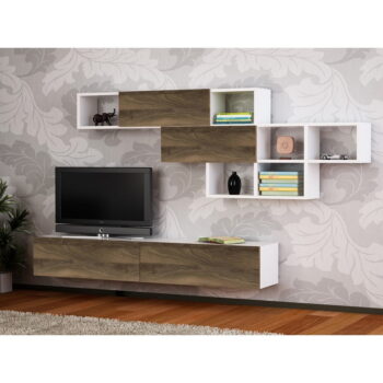 TV zostava v dekore orecha v bielo-prírodnej farbe 135x25x32 cm Aristo – Kalune Design - Image 2