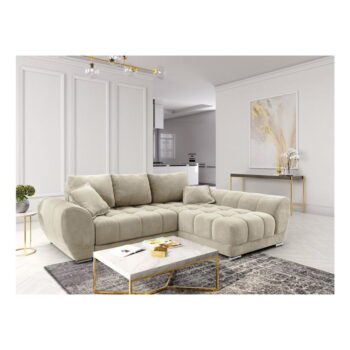 Béžová rozkladacia rohová pohovka so zamatovým poťahom Windsor & Co Sofas Nuage, pravý roh - Image 6