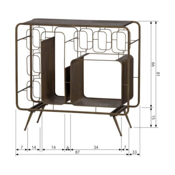 Kovová vinotéka v mosadznej farbe na 6 fliaš, 87x80.5 cm Capo - BePureHome – Obrázok 7