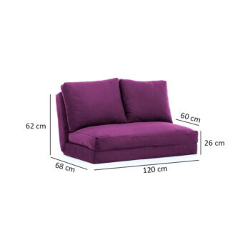 Fialová rozkladacia pohovka 120 cm Taida – Balcab Home – Obrázok 7