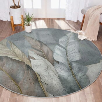 Zeleno-sivý prateľný okrúhly koberec ø 120 cm Dusty Leaves – Mila Home - Image 8